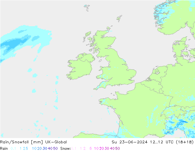 Rain/Snowfall UK-Global  23.06.2024 12 UTC