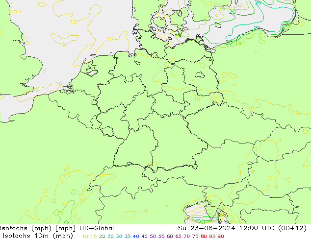 Isotachs (mph) UK-Global Вс 23.06.2024 12 UTC