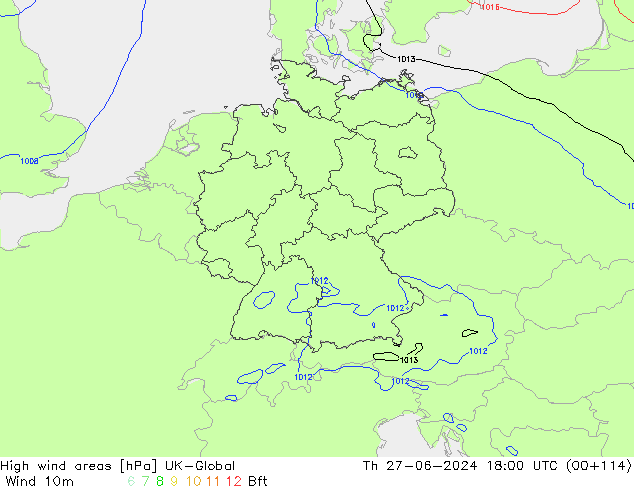 High wind areas UK-Global Th 27.06.2024 18 UTC