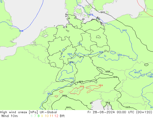 High wind areas UK-Global Pá 28.06.2024 00 UTC