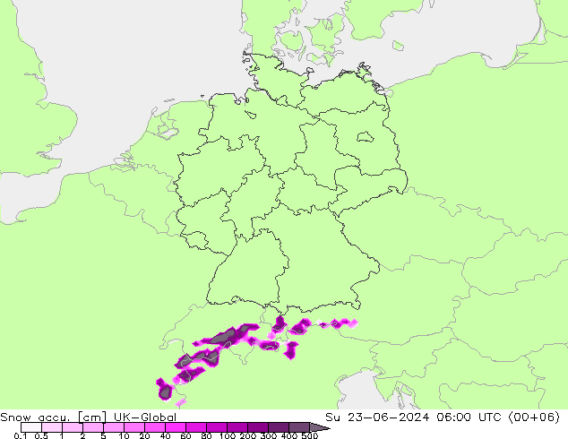 Totale sneeuw UK-Global zo 23.06.2024 06 UTC