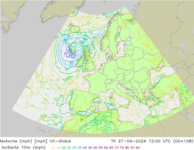 Isotachs (mph) UK-Global чт 27.06.2024 12 UTC