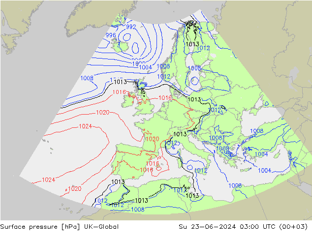 приземное давление UK-Global Вс 23.06.2024 03 UTC