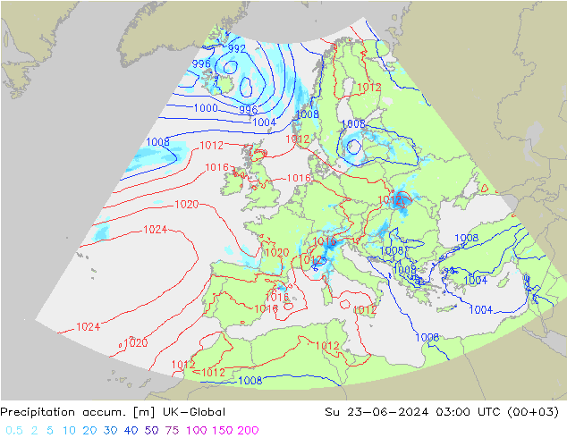 Precipitation accum. UK-Global Вс 23.06.2024 03 UTC