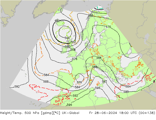 Géop./Temp. 500 hPa UK-Global ven 28.06.2024 18 UTC