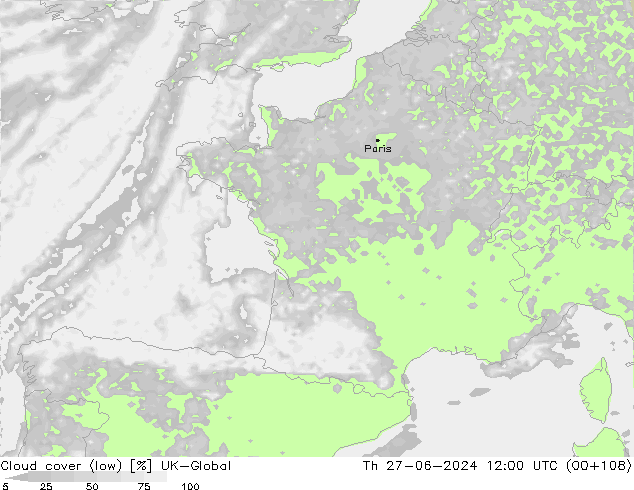 Nubes bajas UK-Global jue 27.06.2024 12 UTC