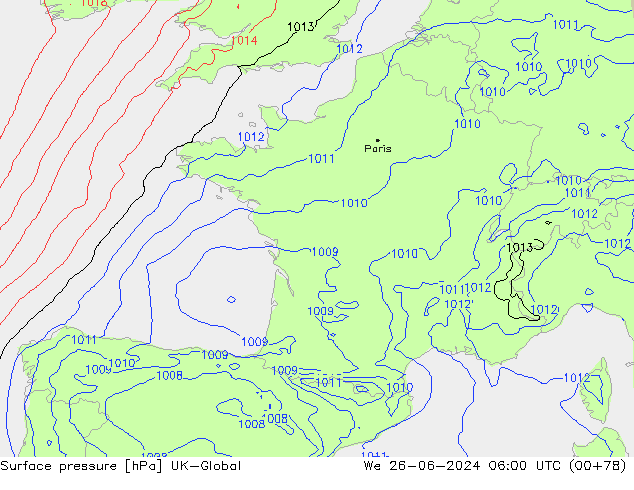 Yer basıncı UK-Global Çar 26.06.2024 06 UTC