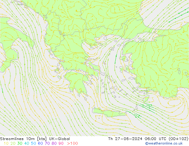 Streamlines 10m UK-Global Th 27.06.2024 06 UTC