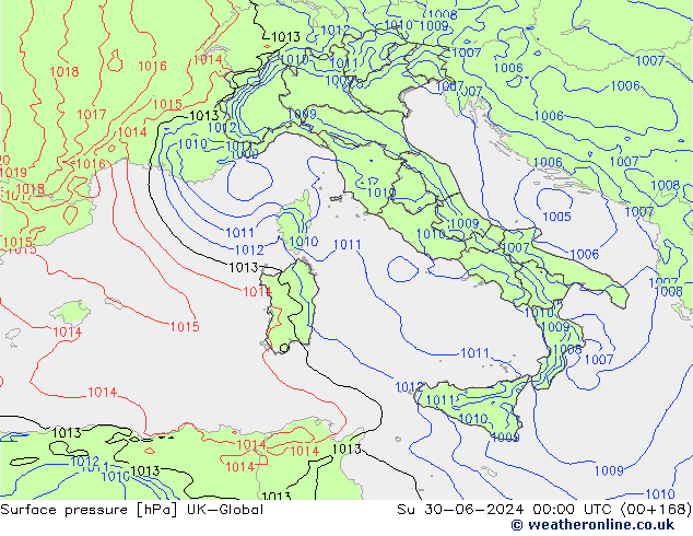 pression de l'air UK-Global dim 30.06.2024 00 UTC