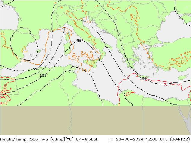 Height/Temp. 500 hPa UK-Global pt. 28.06.2024 12 UTC