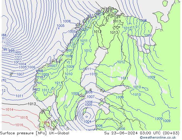 Surface pressure UK-Global Su 23.06.2024 03 UTC