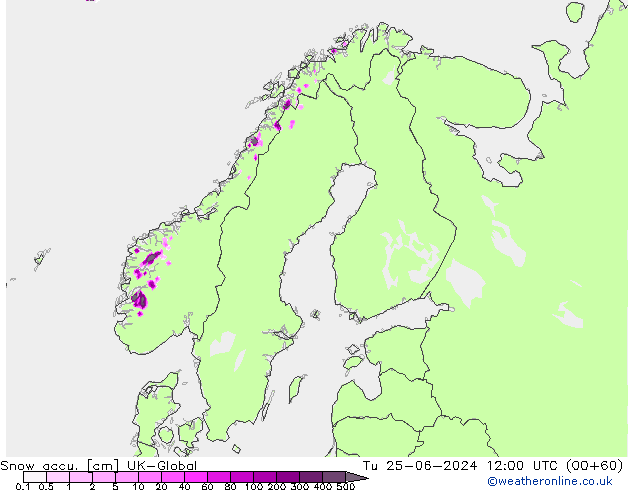 Snow accu. UK-Global Tu 25.06.2024 12 UTC