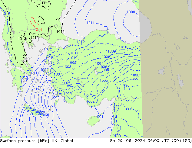 Luchtdruk (Grond) UK-Global za 29.06.2024 06 UTC
