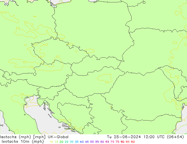Izotacha (mph) UK-Global wto. 25.06.2024 12 UTC