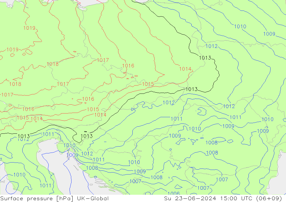 Surface pressure UK-Global Su 23.06.2024 15 UTC