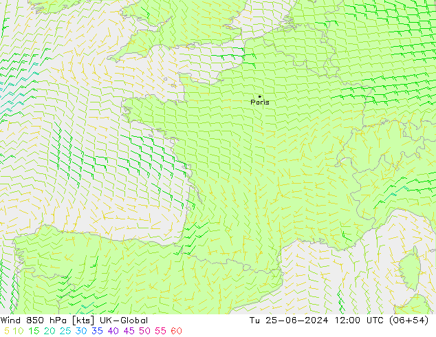  850 hPa UK-Global  25.06.2024 12 UTC