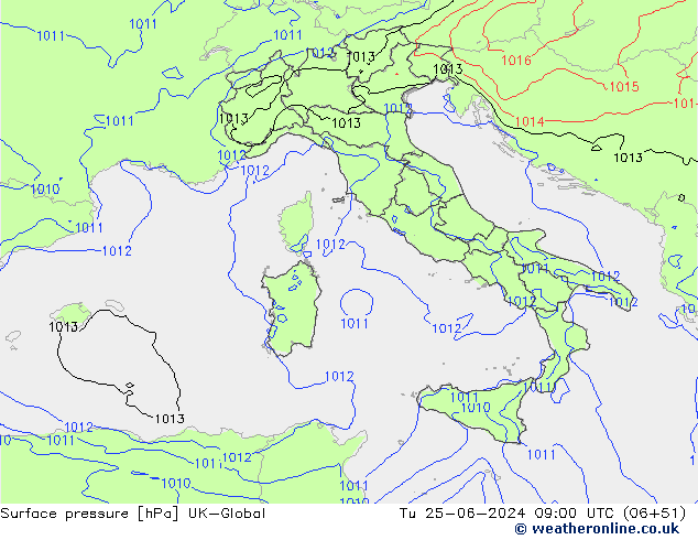 Yer basıncı UK-Global Sa 25.06.2024 09 UTC