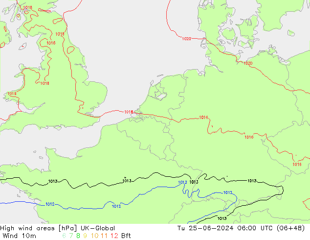 High wind areas UK-Global Tu 25.06.2024 06 UTC