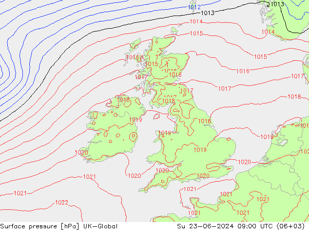 Surface pressure UK-Global Su 23.06.2024 09 UTC