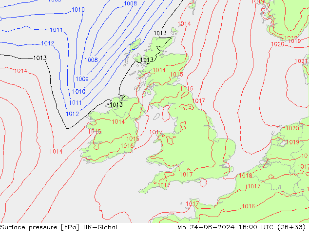 pressão do solo UK-Global Seg 24.06.2024 18 UTC