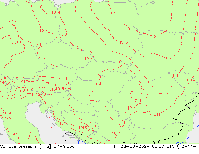 Atmosférický tlak UK-Global Pá 28.06.2024 06 UTC