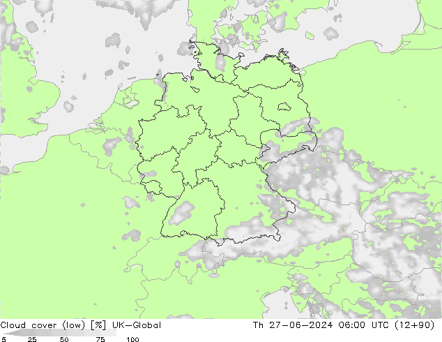 Bewolking (Laag) UK-Global do 27.06.2024 06 UTC