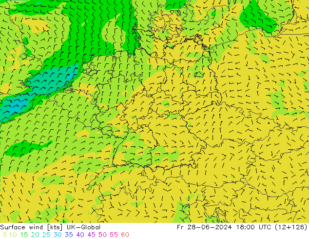 Surface wind UK-Global Fr 28.06.2024 18 UTC