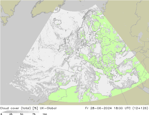 Cloud cover (total) UK-Global Pá 28.06.2024 18 UTC