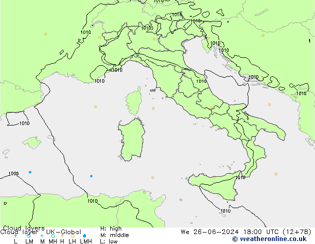 Cloud layer UK-Global We 26.06.2024 18 UTC