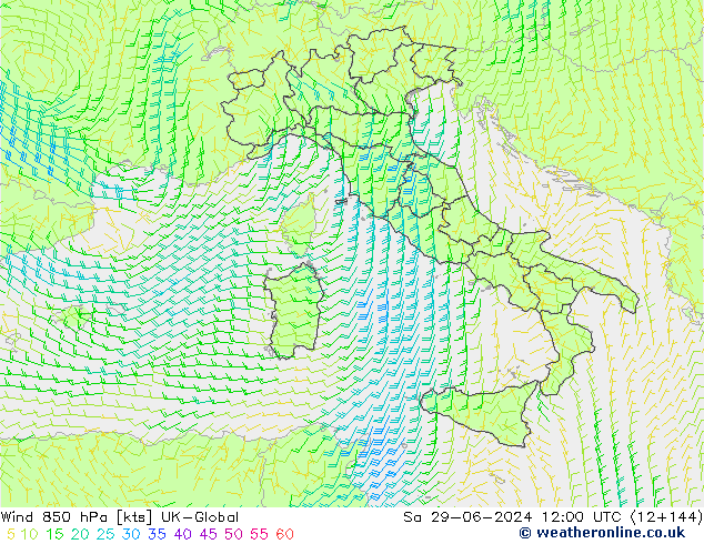 Wind 850 hPa UK-Global Sa 29.06.2024 12 UTC