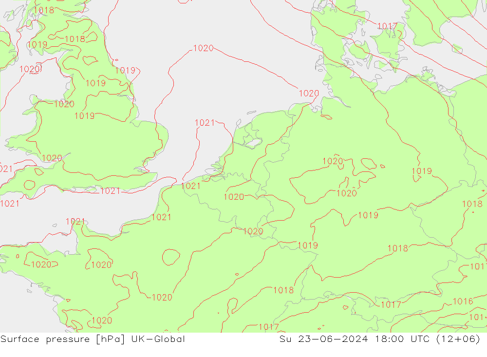 地面气压 UK-Global 星期日 23.06.2024 18 UTC
