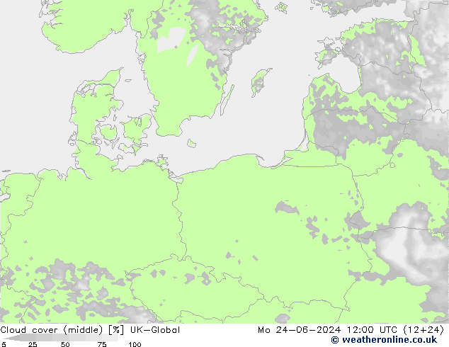 oblačnosti uprostřed UK-Global Po 24.06.2024 12 UTC