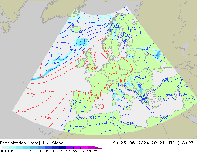 Precipitación UK-Global dom 23.06.2024 21 UTC