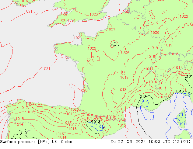 приземное давление UK-Global Вс 23.06.2024 19 UTC