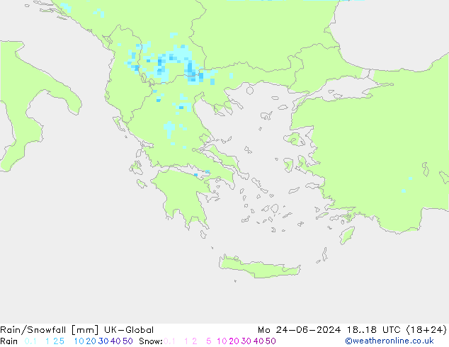 Rain/Snowfall UK-Global lun 24.06.2024 18 UTC