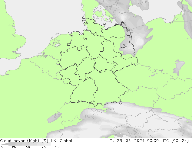 Bewolking (Hoog) UK-Global di 25.06.2024 00 UTC