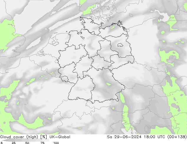 Bewolking (Hoog) UK-Global za 29.06.2024 18 UTC