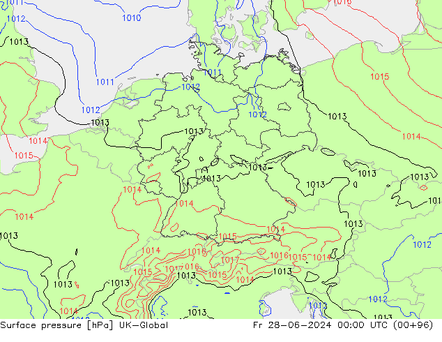 地面气压 UK-Global 星期五 28.06.2024 00 UTC