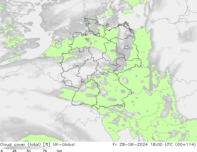 Nubes (total) UK-Global vie 28.06.2024 18 UTC