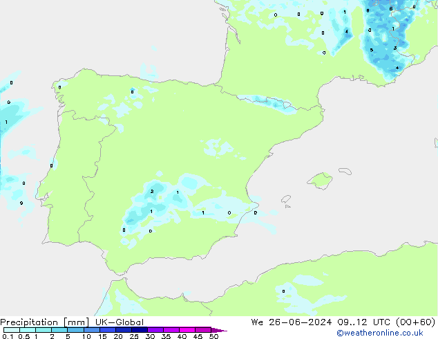 Precipitación UK-Global mié 26.06.2024 12 UTC