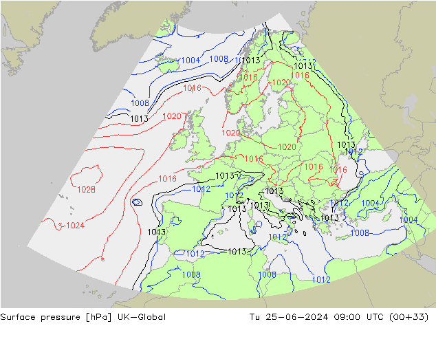 Yer basıncı UK-Global Sa 25.06.2024 09 UTC