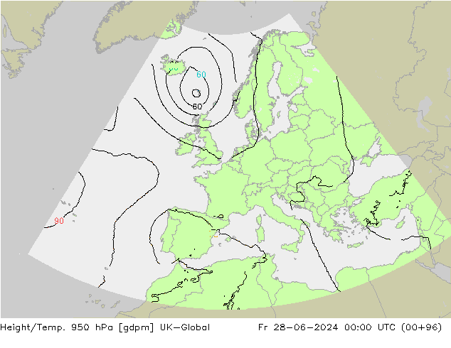 Yükseklik/Sıc. 950 hPa UK-Global Cu 28.06.2024 00 UTC