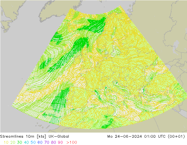 风 10m UK-Global 星期一 24.06.2024 01 UTC