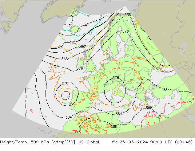 Géop./Temp. 500 hPa UK-Global mer 26.06.2024 00 UTC
