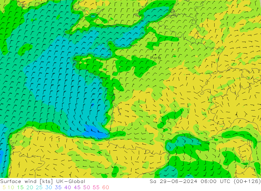 Vent 10 m UK-Global sam 29.06.2024 06 UTC