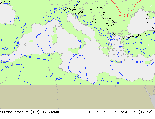 Presión superficial UK-Global mar 25.06.2024 18 UTC