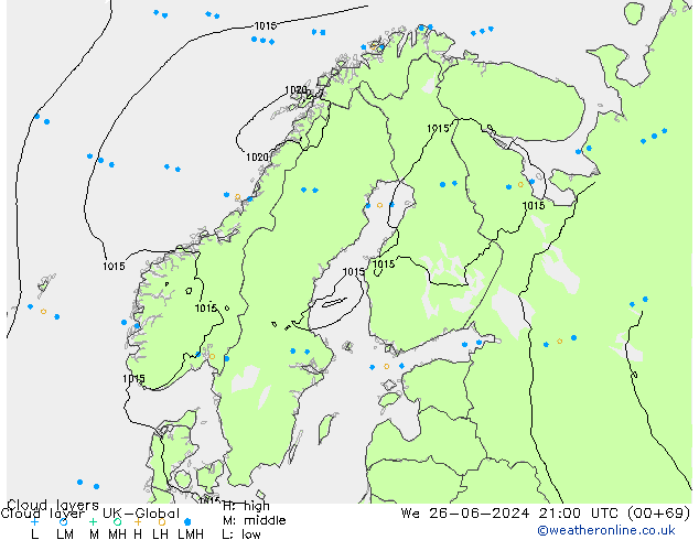 Cloud layer UK-Global Çar 26.06.2024 21 UTC