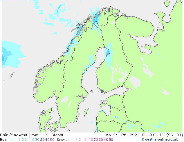 Rain/Snowfall UK-Global Mo 24.06.2024 01 UTC