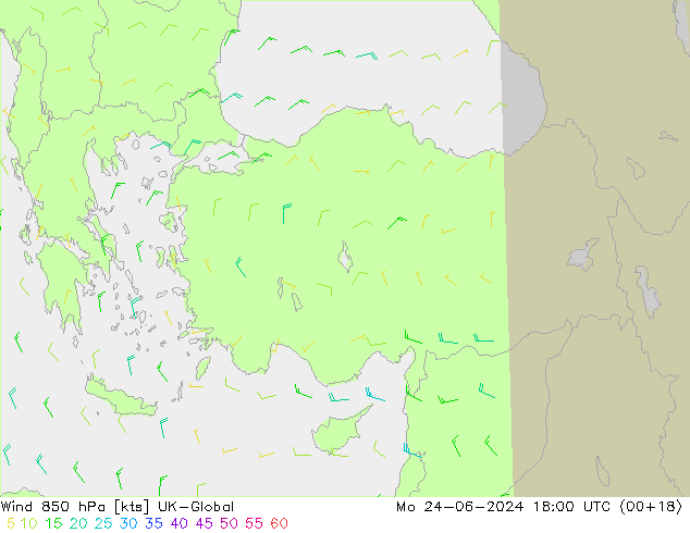 Vent 850 hPa UK-Global lun 24.06.2024 18 UTC