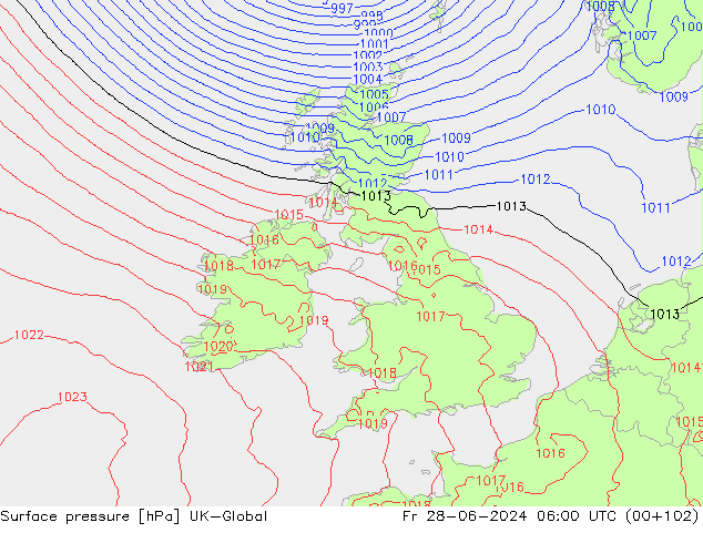 pression de l'air UK-Global ven 28.06.2024 06 UTC